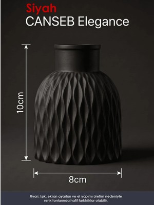 Canseb Elegance Premium - Siyah - Dalgalı Dekoratif Vazo - 10X8CM - El Boyaması Işçilik