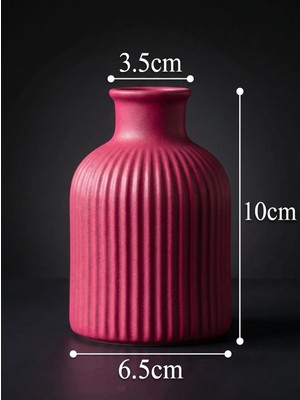 Canseb Elegance (Mermer Tozu Içerir) - 10CM Mini Vazo - Fuşya - El Boyaması Işçilik - Elegance Seri