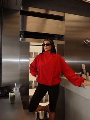 Esra Helvacı Dik Yaka Gizli Düğmeli Trench