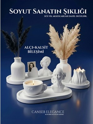Canseb Elegance Soyut Sanatın Şıklığı - 10 Parça Dekoratif Obje Biblo Vazo Seti (Beyaz)