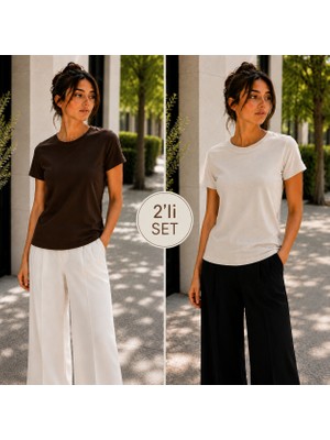 Hayalet Kadın Bisiklet Yaka Kısa Kollu T-Shirt Ultra Soft Basic Bluz