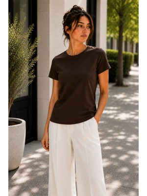 Hayalet Kadın Bisiklet Yaka Kısa Kollu T-Shirt Ultra Soft Basic Bluz