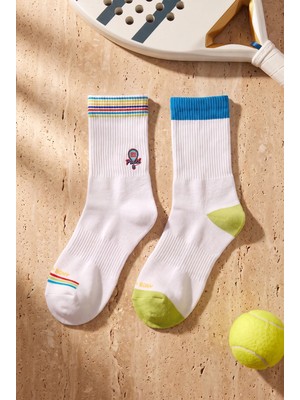 Bony Socks Unisex 2'li Raket Nakışlı Padel Soket Çorap