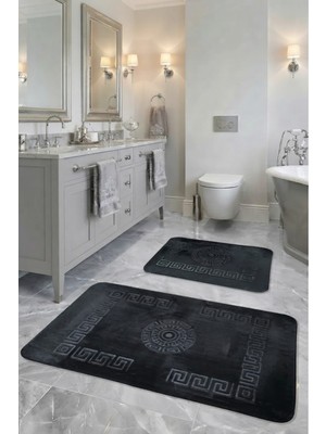 Rovigo Home Premium, Deri  Taban, Tavşan Tüyü Hissi,yumuşacık  Post Banyo Paspası 2'li 100X60 - 60X50 cm