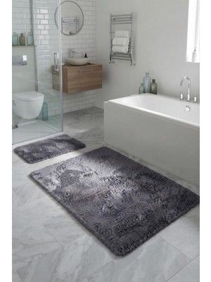 Rovigo Home Premium, Deri  Taban, Tavşan Tüyü,pofuduk  Post Banyo Paspası 2'li 100X60 - 60X50 cm