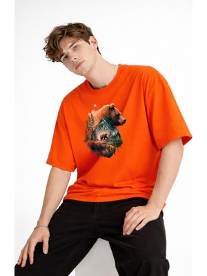 Tekyer Online Bear2 - Oversize Tişört Turuncu