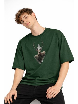 Tekyer Online Deer - Oversize Erkek Tişört Hakı