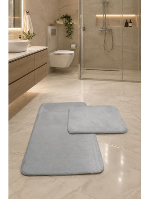Rovigo Home Premium, Deri  Taban, Tavşan Tüyü,pofuduk  Post Banyo Paspası 2'li 100X60 - 60X50 cm