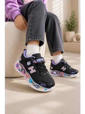 Slipcat Çocuk, Günlük Spor Ayakkabı, Cırt Cırtlı, Sticker Baskılı, Hafif Kaymaz Taban Rahat Sneaker