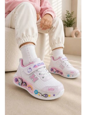 Slipcat Çocuk, Günlük Spor Ayakkabı, Cırt Cırtlı, Sticker Baskılı, Hafif Kaymaz Taban Rahat Sneaker
