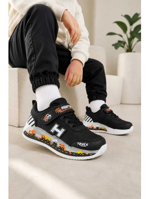 Slipcat Çocuk, Günlük Spor Ayakkabı, Cırt Cırtlı, Sticker Baskılı, Hafif Kaymaz Taban Rahat Sneaker
