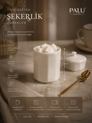 PALU GASTRO Porselen Şekerlik Beyaz Mini Sunumluk 5x6 cm