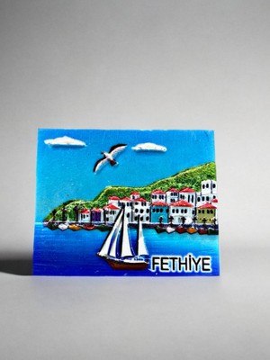 Mundy Fethiye Polyester Kabartmalı Magnet 7 cm x 5 cm Dekoratif Hediyelik Buzdolabı Süsü (KOD:1824)