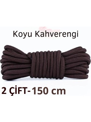 Mawrond, 2 Çift -150 cm, Çok Koyu Kahverengi, Dayanıklı, Sağlam, Fitilli, Uzun Ömürlü , Kalitli, Bot Bağcığı