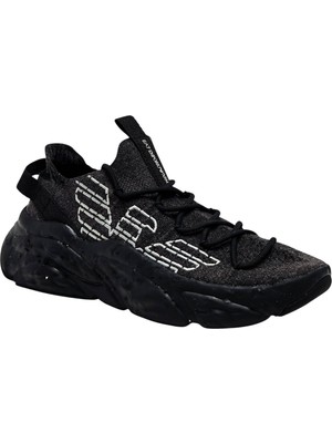 EA7 Unısex Yüksek Rahat Tabanlı Kartal Logo Desenli Siyah Sneaker 7X000600 AF22912-MZ875