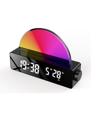 Silabor Gün Doğumu Simülasyonlu Dijital Çalar Saat – LED Uyandırma Işıklı, Gece Lambalı, USB Şarj Çıkışlı, Sıcaklık Göstergeli Masa Saati