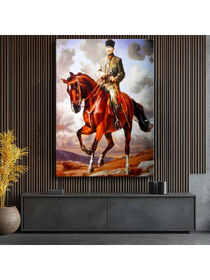 Holda Props Kanvas Tablo Atatürk At Üstünde Atatürk Tablosu Duvar Dekorasyonu