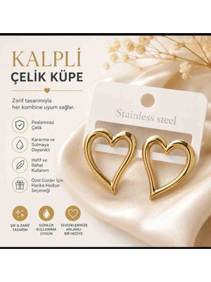 Belirtilmemiş Zeynep Beautly Handmade Kalpli Çelik Küpe