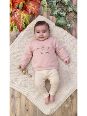 CemBebe Kız Bebek Uzun Kol Mevsimlik Çiçek Nakışlı Ikili Takım