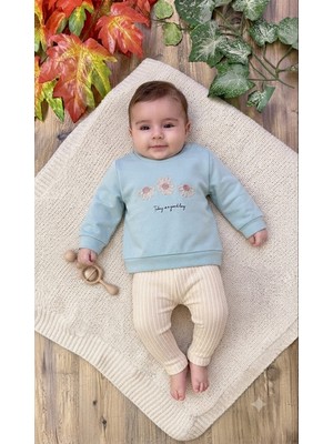 CemBebe Kız Bebek Uzun Kol Mevsimlik Çiçek Nakışlı Ikili Takım