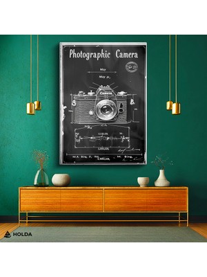 Holda Props Kanvas Tablo Fotoğraf Makinesi Patent Tasarım Temalı Tablo Duvar Dekorasyonu