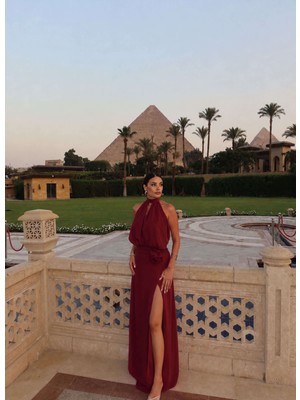 Esra Helvacı Gül Aplikeli Şifon Elbise Eh Collection