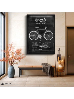 Holda Props Kanvas Tablo Bisiklet Patent Çizimi Teknik Çizim Tablosu Duvar Dekorasyonu