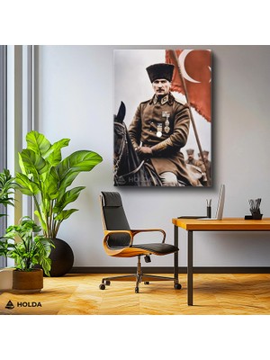 Holda Props Kanvas Tablo Mustafa Kemal Atatürk Türk Bayrağı Atatürk Tablosu Duvar Dekorasyonu