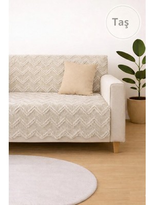Sycamore Home Koltuk Örtüsü 175X215 cm –zigzag Desen Çekyat Örtüsü, Kaymaz, Yıkanabilir, L