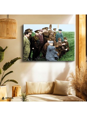 Holda Props Kanvas Tablo Atatürk Askerlerle Atatürk Tablosu Duvar Dekorasyonu