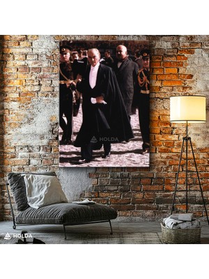 Holda Props Kanvas Tablo Atatürk Pelerinli Atatürk Tablosu Duvar Dekorasyonu