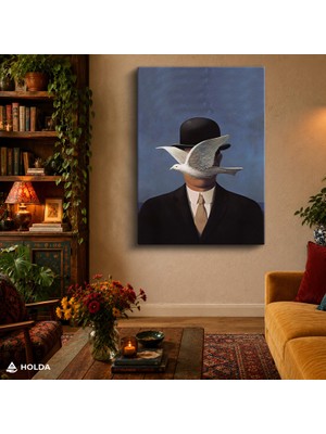 Holda Props Kanvas Tablo Rene Magritte Insan Oğlu Sanat Tablosu Duvar Dekorasyonu