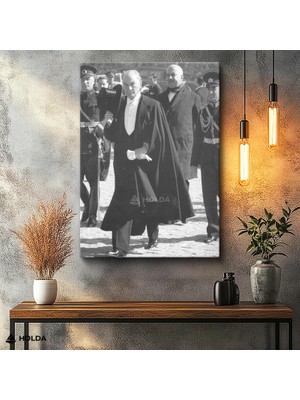 Holda Props Kanvas Tablo Atatürk Pelerinli Atatürk Portresi Duvar Dekorasyonu