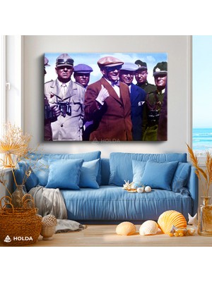 Holda Props Kanvas Tablo Atatürk ve Askerler Atatürk Tablosu Duvar Dekorasyonu