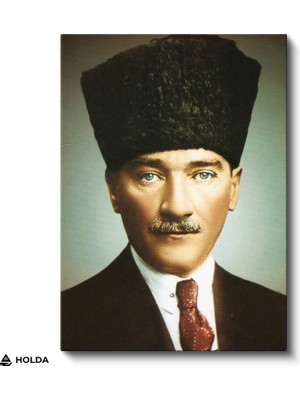 Holda Props Kanvas Tablo Atatürk Kalpaklı Portre Atatürk Tablosu Duvar Dekorasyonu