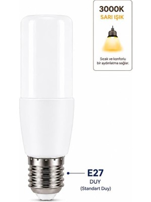 E27 LED Ampul 9W 3000K Sarı Işık – Dar Ağızlı Avize & Abajur Uyumlu