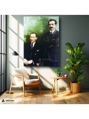 Holda Props Kanvas Tablo Atatürk ve Ismet Inönü Atatürk Tablosu Duvar Dekorasyonu