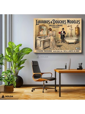 Holda Props Kanvas Tablo Vintage Banyo Retro Tablo Duvar Dekorasyonu