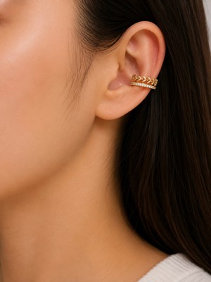 Bymiel Kadın Gold Renk Ok Desenli Zirkon Taşlı Ear Cuff Kıkırdak Küpe
