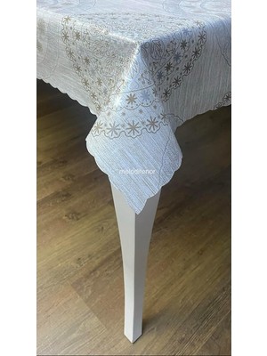 Kalın Astarlı Osmanlı Desen Kenarlı Volanlı Dalgalı Kesim Silinebilir Pvc Muşamba Masa Örtü