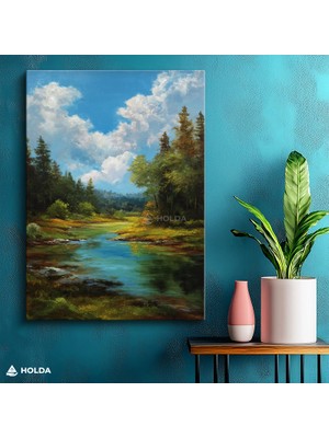 Holda Props Kanvas Tablo Orman Deresi Manzara Tablosu Duvar Dekorasyonu