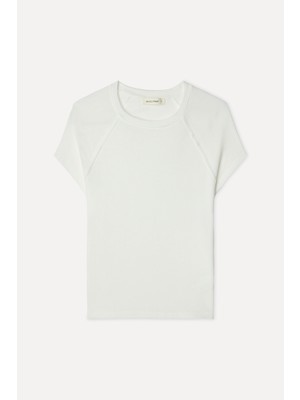 Mudo Kadın Beyaz Bisiklet Yaka T-Shirt