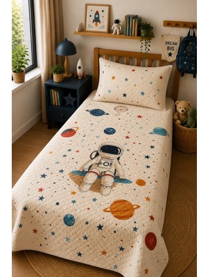 Evdek Bebek ve Çocuk Odası Cosmic Explorer - Kozmik Kaşif Tek Kişilik Pike Takımı 160X230 cm 6ead7