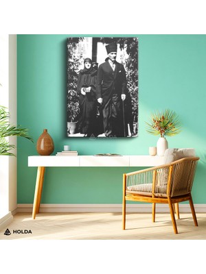 Holda Props Kanvas Tablo Atatürk ve Latife Hanım Atatürk Tablosu Duvar Dekorasyonu