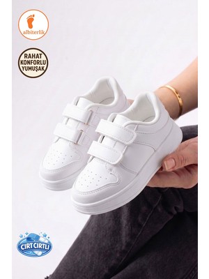 Albishoes Unisex Cırt Cırtlı Rahat Taban Yumuşak Günlük Okul Kız Erkek Çocuk Sneaker Spor Ayakkabı
