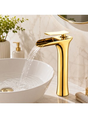 Fleko Victoria Pvd Gold Tall Lavabo Bataryası