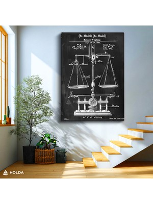 Holda Props Kanvas Tablo Terazi Patent Teknik Çizim Tablo Duvar Dekorasyonu