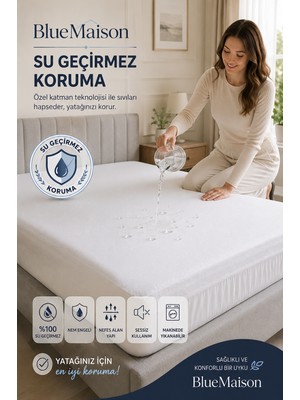 Blue Maison Daisy Full Kenar Fıtted Sıvı Geçirmez Alez Jakarlı 5 Farklı Ölçü