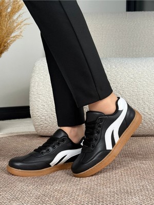 Park Moda Melisandre Kadın Detaylı Düz Taban Bağcıklı Deri Rahat Kullanım Günlük Spor Ayakkabı Sneaker