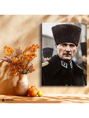 Holda Props Kanvas Tablo Atatürk Kalpaklı Portre Atatürk Portresi Duvar Dekorasyonu